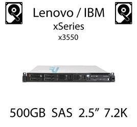 500GB 2.5" dedykowany dysk serwerowy SAS do serwera Lenovo / IBM System x3550, HDD Enterprise 7.2k, 750MB/s - 42D0707 (REF)