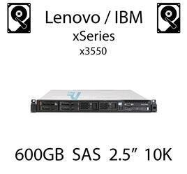 600GB 2.5" dedykowany dysk serwerowy SAS do serwera Lenovo / IBM System x3550, HDD Enterprise 10k - 49Y2003 (REF)