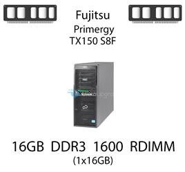 Pamięć RAM 16GB DDR3 dedykowana do serwera Fujitsu Primergy TX150 S8F, RDIMM, 1600MHz, 1.35V, 2Rx4 - F3781-E516