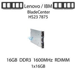 Pamięć RAM 16GB DDR3 dedykowana do serwera Lenovo / IBM BladeCenter HS23 7875, RDIMM, 1600MHz, 1.35V, 2Rx4 - 00D4968
