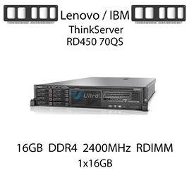 Pamięć RAM 16GB DDR4 dedykowana do serwera Lenovo / IBM ThinkServer RD450 70QS, RDIMM, 2400MHz, 1.2V, 2Rx4 - 46W0829