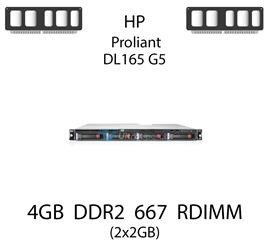 Pamięć RAM 4GB (2x2GB) DDR2 dedykowana do serwera HP ProLiant DL165 G5, RDIMM, 667MHz, 1.8V, 1Rx4