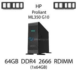 Pamięć RAM 64GB DDR4 dedykowana do serwera HP ProLiant ML350 G10, RDIMM, 2666MHz, 1.2V, 4Rx4