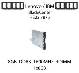 Pamięć RAM 8GB DDR3 dedykowana do serwera Lenovo / IBM BladeCenter HS23 7875, RDIMM, 1600MHz, 1.35V, 1Rx4 - 00D5036