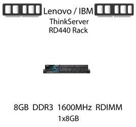 Pamięć RAM 8GB DDR3 dedykowana do serwera Lenovo / IBM ThinkServer RD440 Rack, RDIMM, 1600MHz, 1.35V, 2Rx4 - 90Y3109