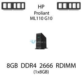 Pamięć RAM 8GB DDR4 dedykowana do serwera HP ProLiant ML110 G10, RDIMM, 2666MHz, 1.2V, 1Rx8